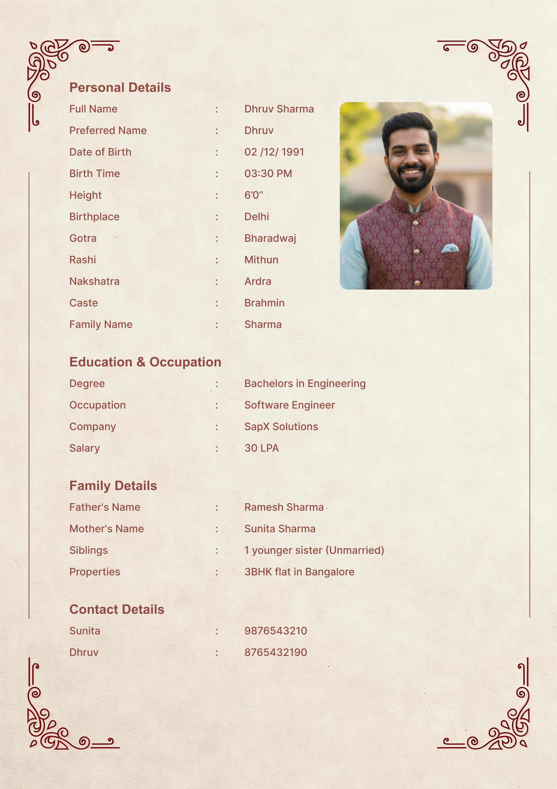 Classic Biodata Template