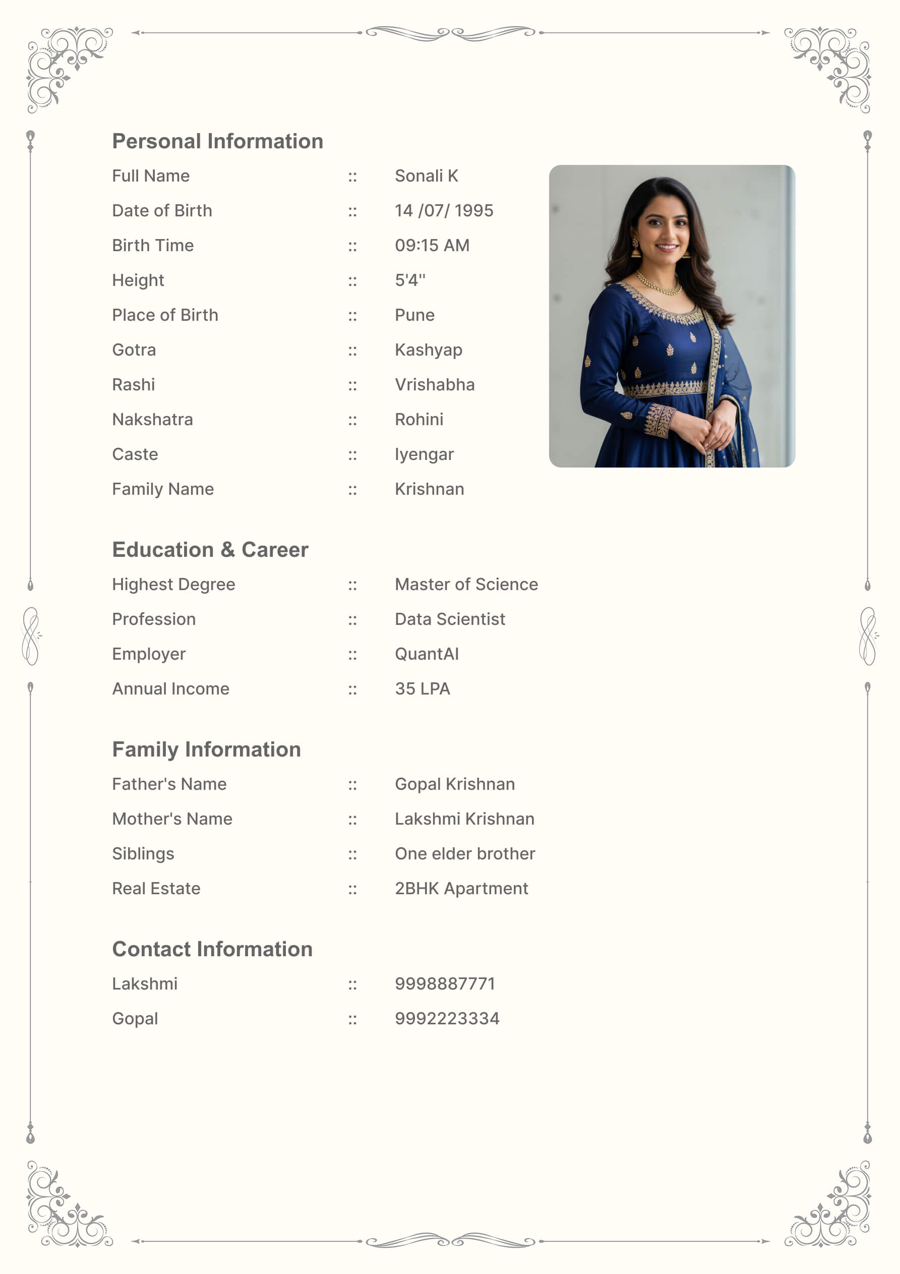 Ornate Biodata Template
